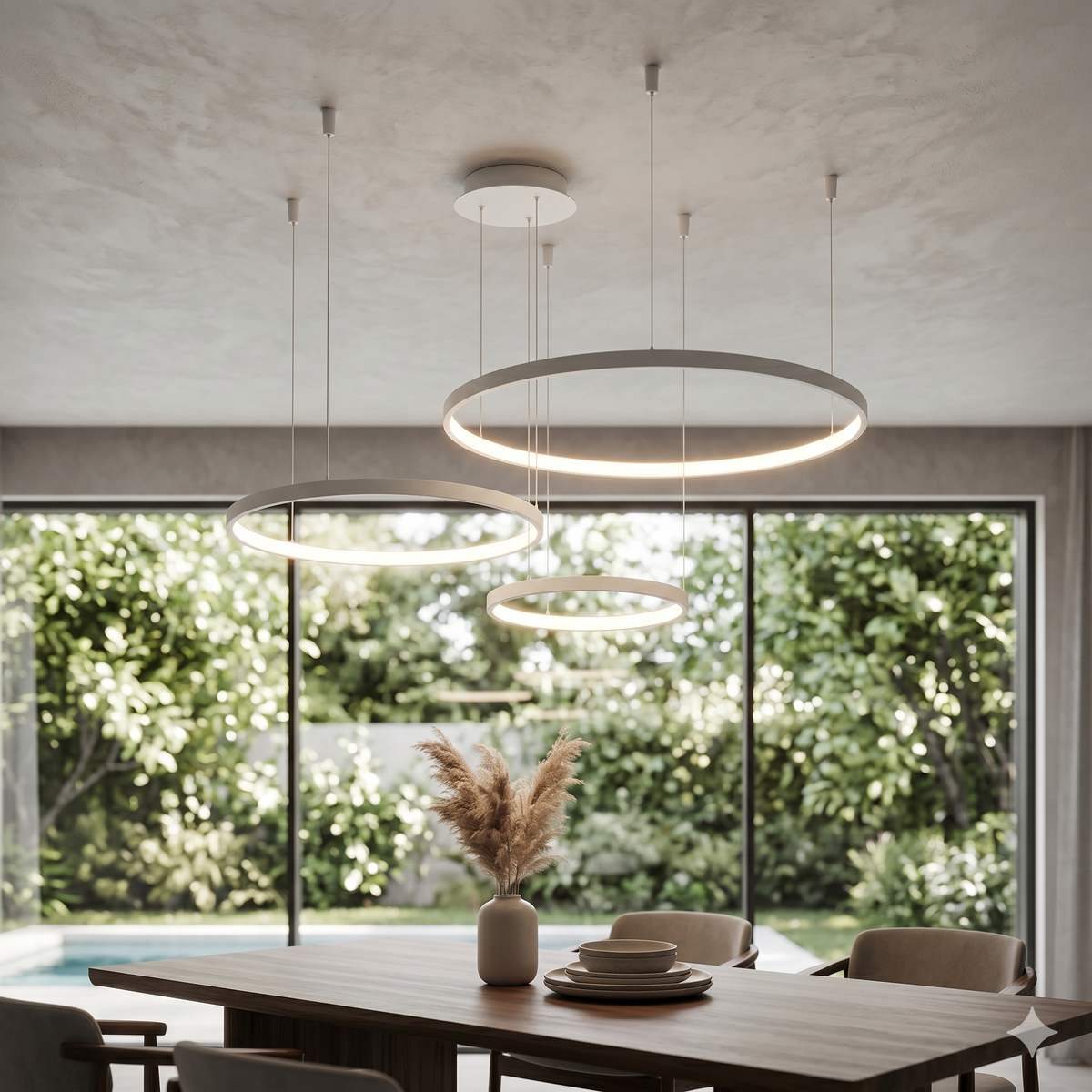 Black Rings Dimmable Modern Pendant Chandelier