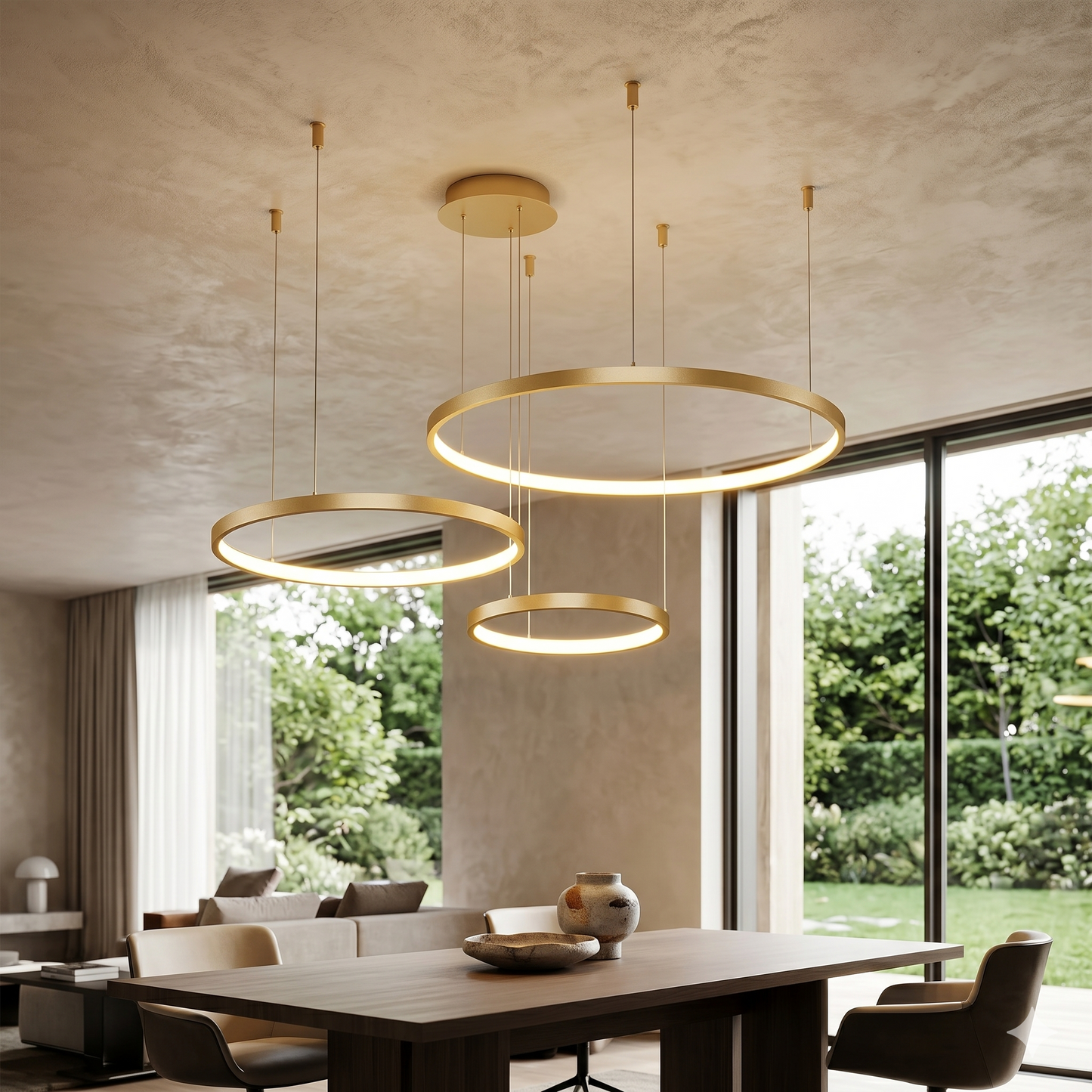 Black Rings Dimmable Modern Pendant Chandelier
