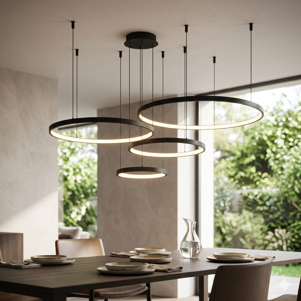Black Rings Dimmable Modern Pendant Chandelier