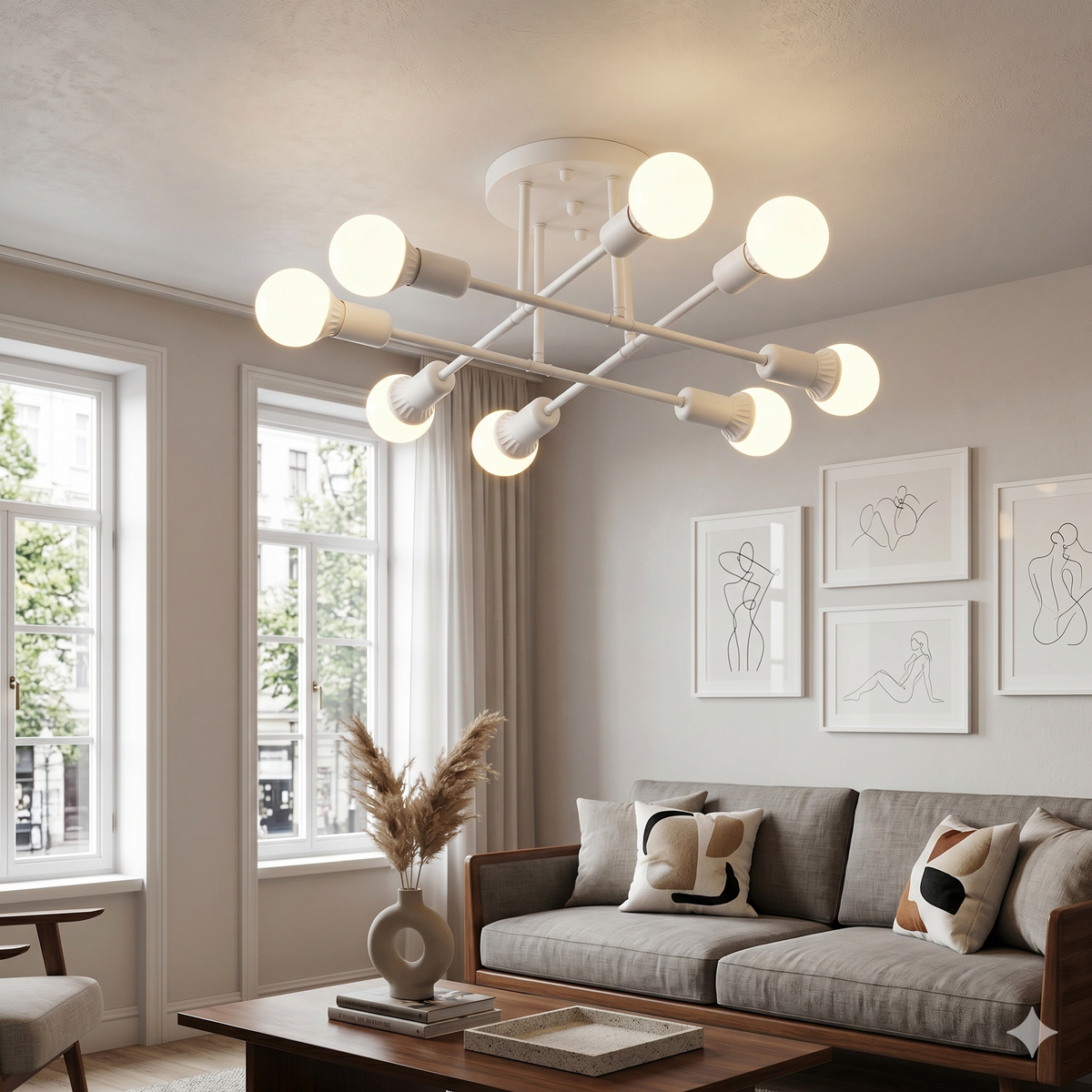 Nordic Minimalist LED Chandelier Black & Gold Diameter 70cm Height 20cm