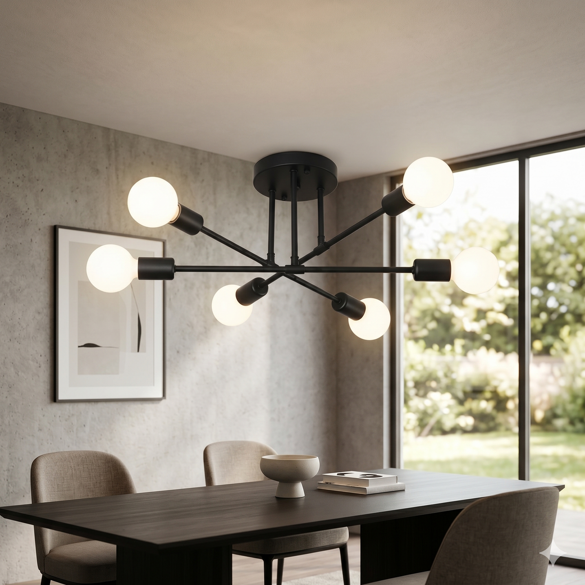 Nordic Minimalist LED Chandelier Black & Gold Diameter 70cm Height 20cm