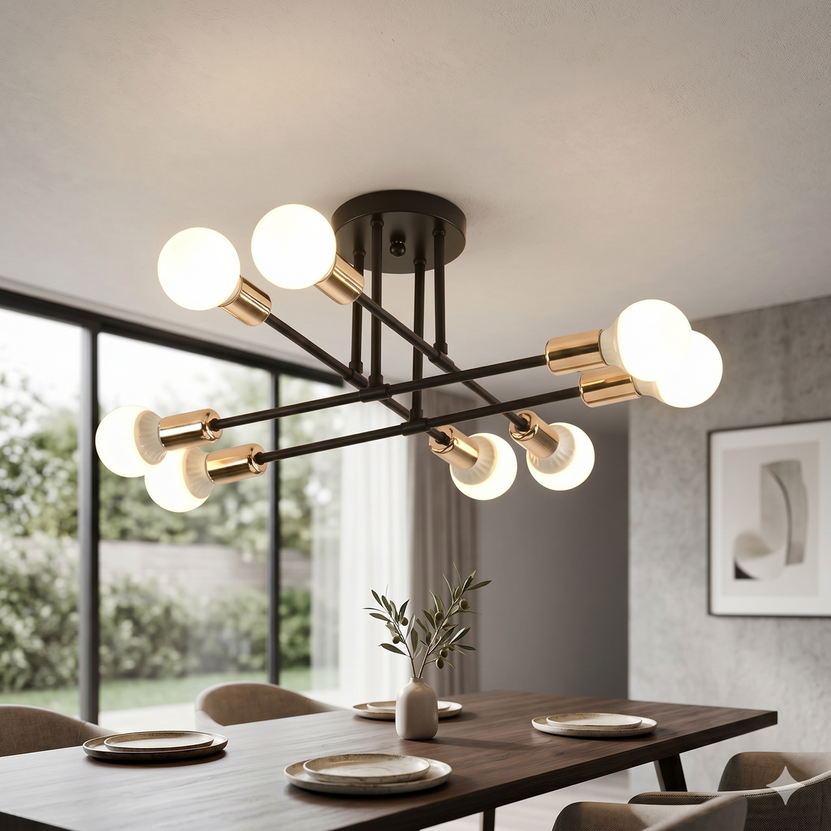 Nordic Minimalist LED Chandelier Black & Gold Diameter 70cm Height 20cm