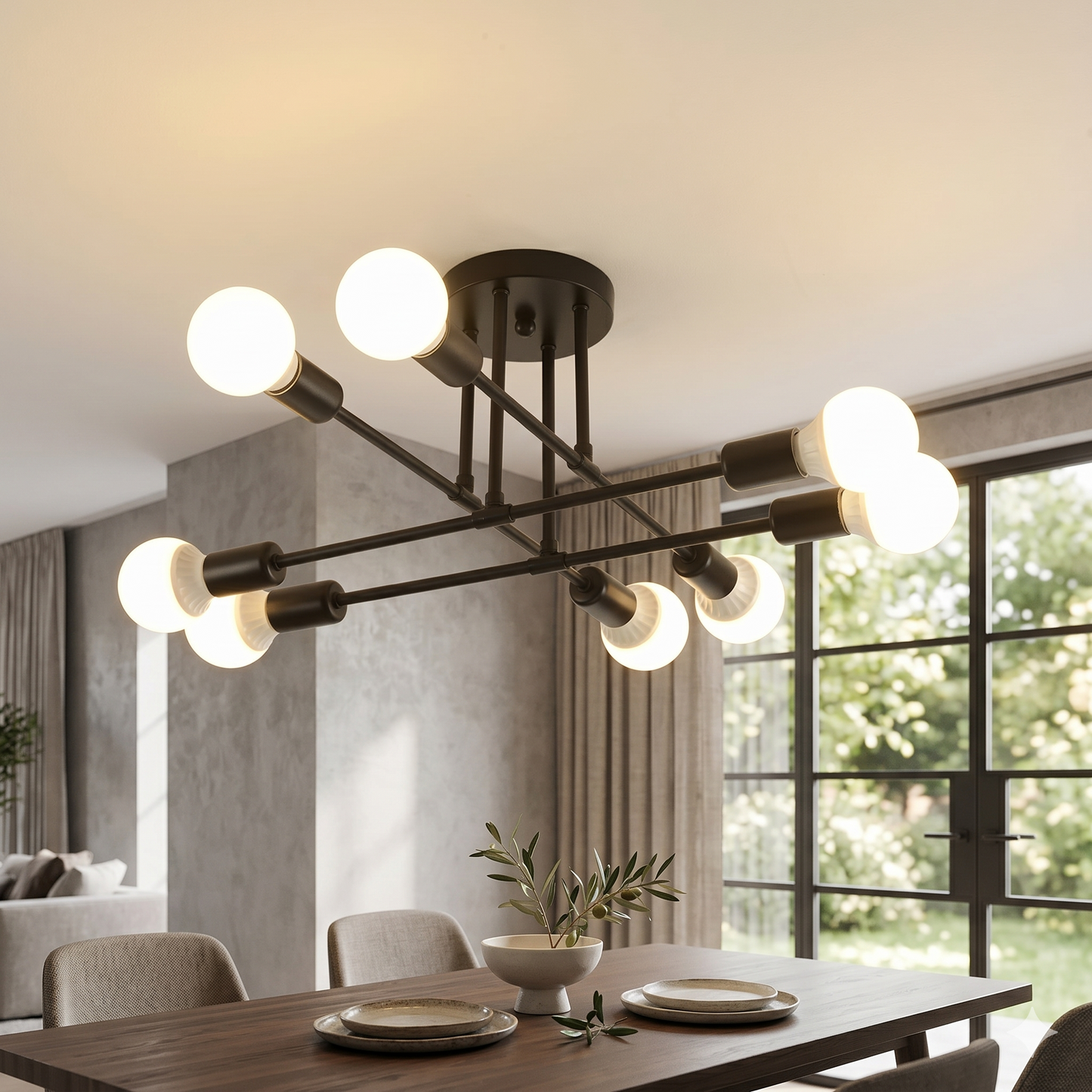 Nordic Minimalist LED Chandelier Black & Gold Diameter 70cm Height 20cm