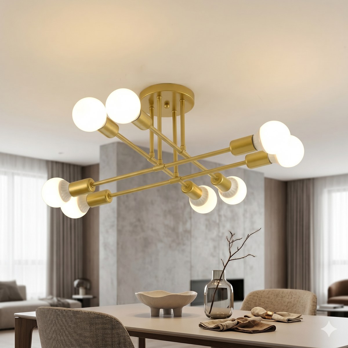 Nordic Minimalist LED Chandelier Black & Gold Diameter 70cm Height 20cm