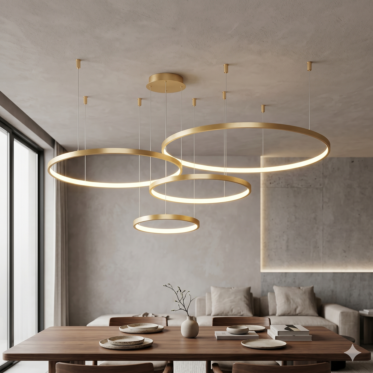 Black Rings Dimmable Modern Pendant Chandelier