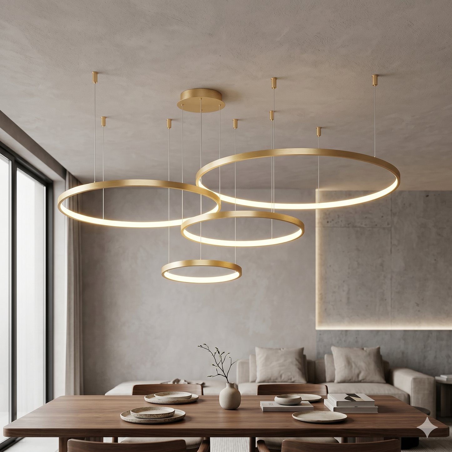 Black Rings Dimmable Modern Pendant Chandelier
