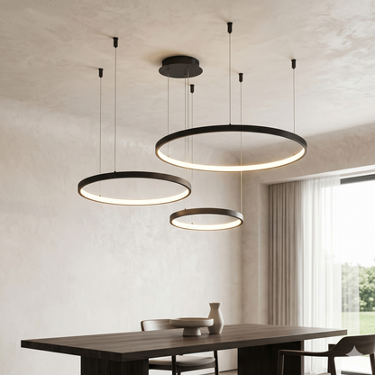 Black Rings Dimmable Modern Pendant Chandelier