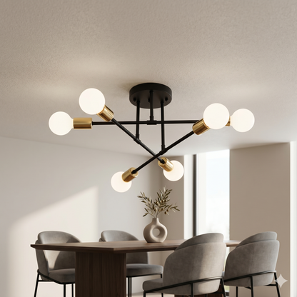 Nordic Minimalist LED Chandelier Black & Gold Diameter 70cm Height 20cm
