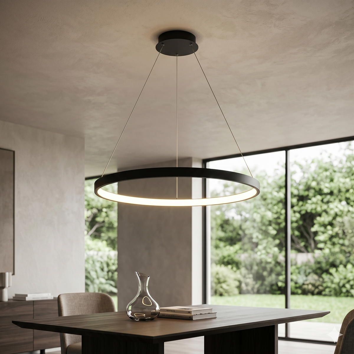 Black Rings Dimmable Modern Pendant Chandelier