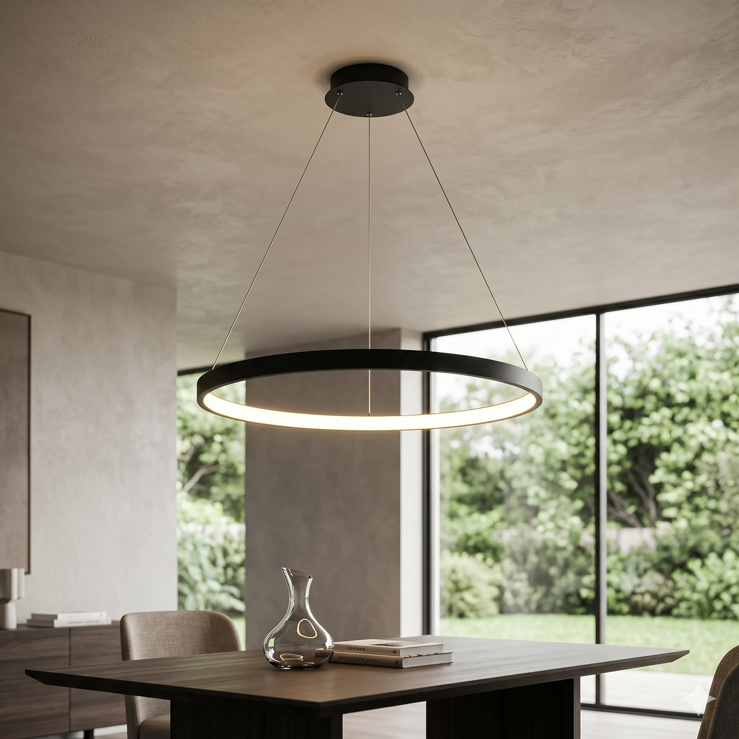 Black Rings Dimmable Modern Pendant Chandelier
