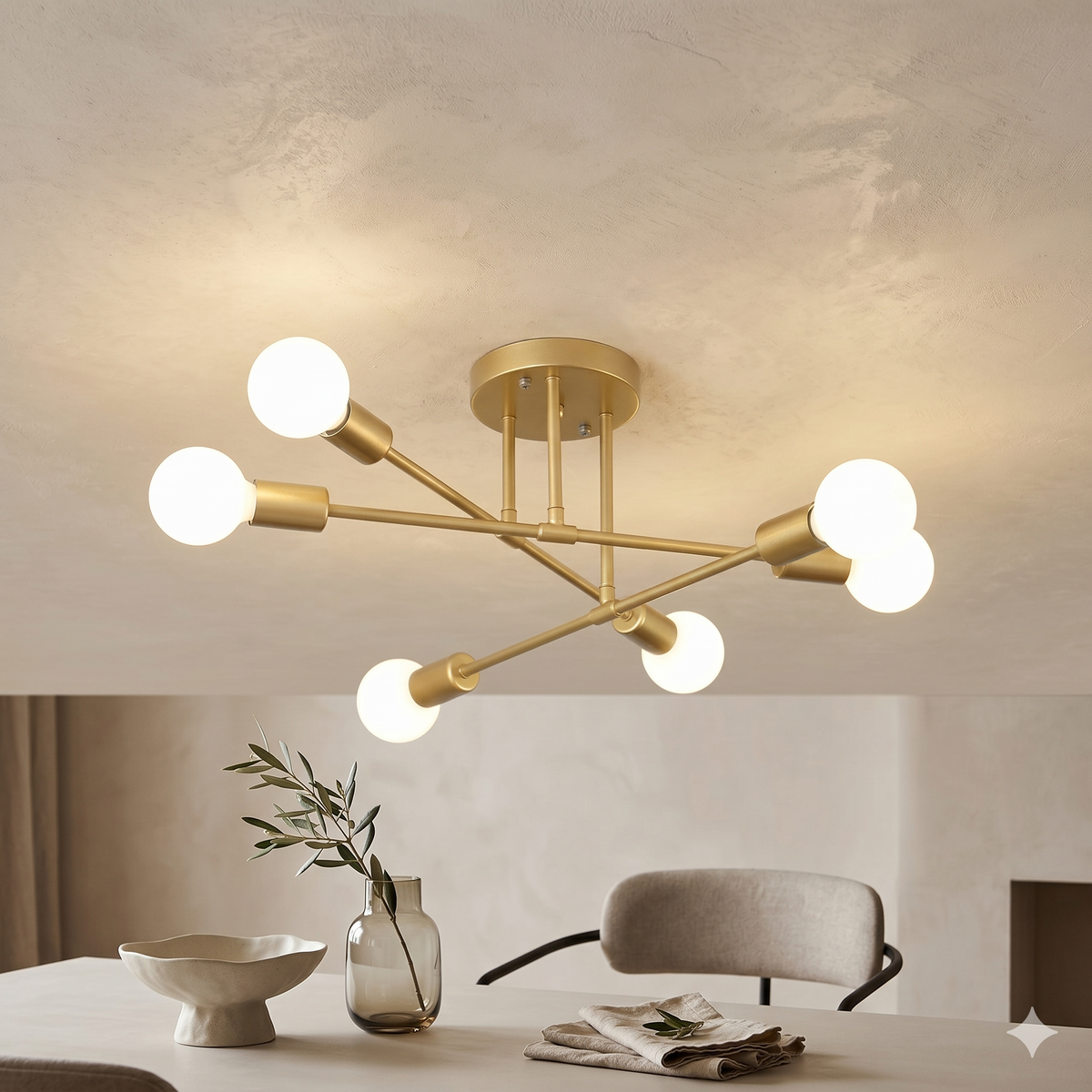 Nordic Minimalist LED Chandelier Black & Gold Diameter 70cm Height 20cm