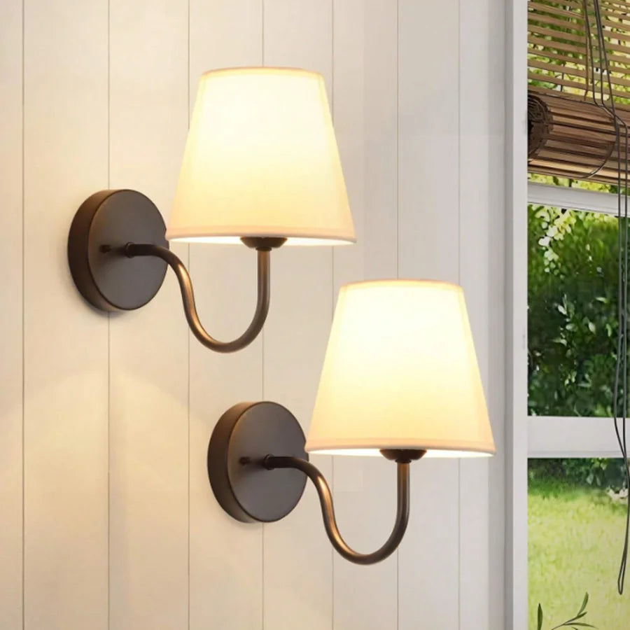 Nordic Fabric Shade E27 Wall Sconce Lamp B 17cm X W25cm X H23cm