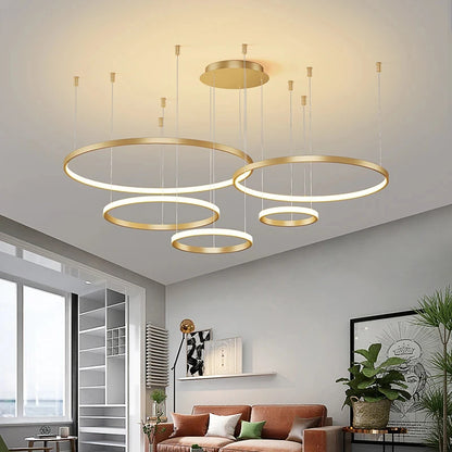 Black Rings Dimmable Modern Pendant Chandelier
