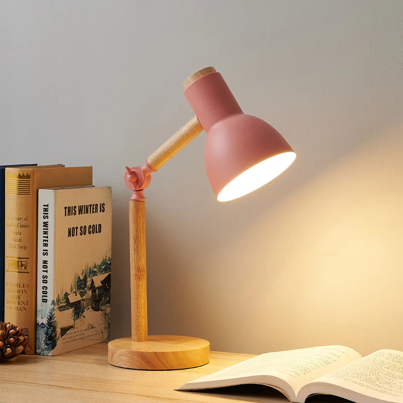 Nordic Wooden Art LED Adjustable Desk Lamp 15 X 15 X H45cm