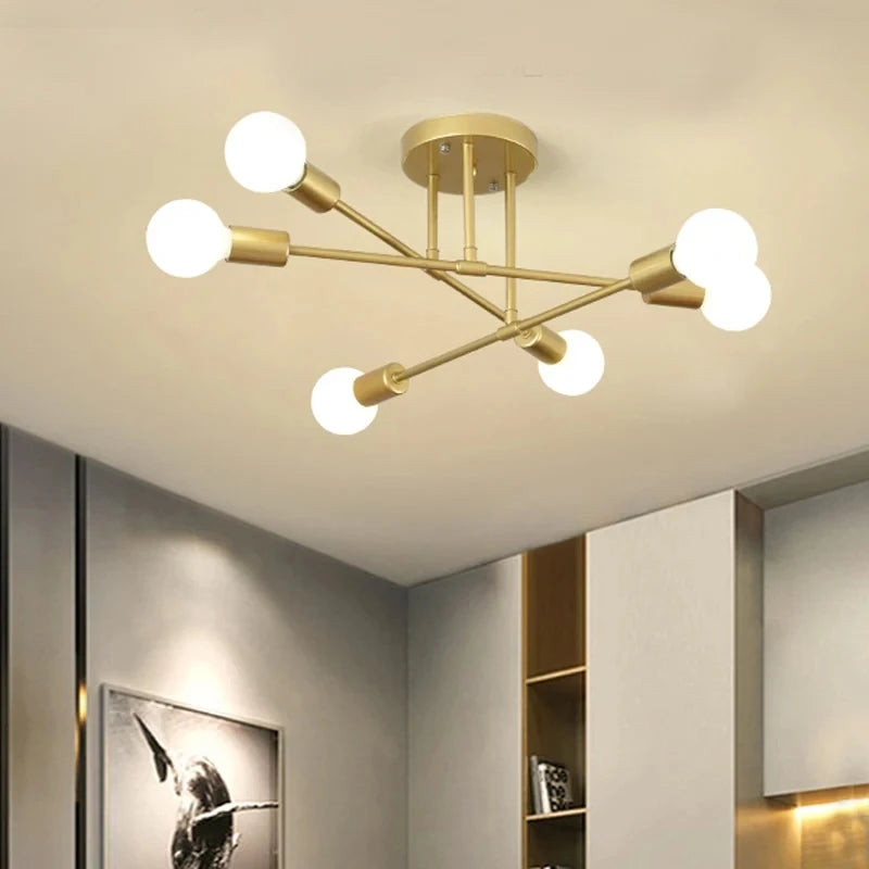 Nordic Minimalist LED Chandelier Black & Gold Diameter 70cm Height 20cm