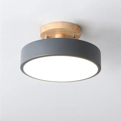 Nordic Wood Round Industrial Ceiling Lamp