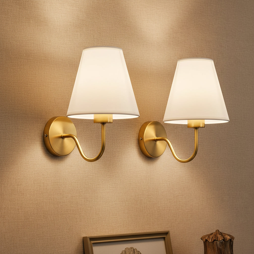 Nordic Fabric Shade E27 Wall Sconce Lamp B 17cm X W25cm X H23cm