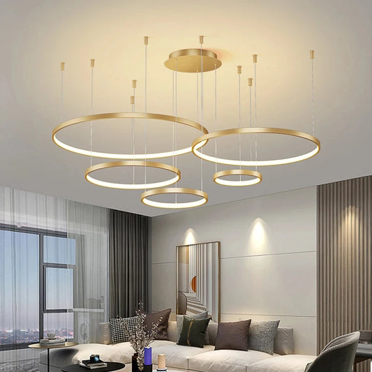 Black Rings Dimmable Modern Pendant Chandelier