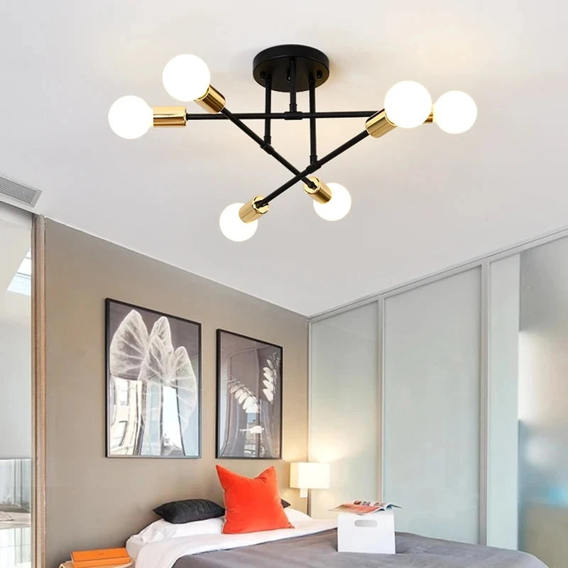 Nordic Minimalist LED Chandelier Black & Gold Diameter 70cm Height 20cm